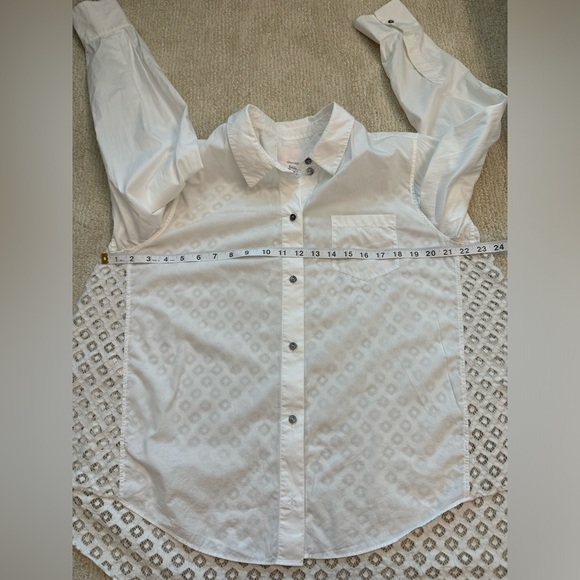 CINQ Á SEPT white crisp blouse with a crochet back M - Picture 9 of 11